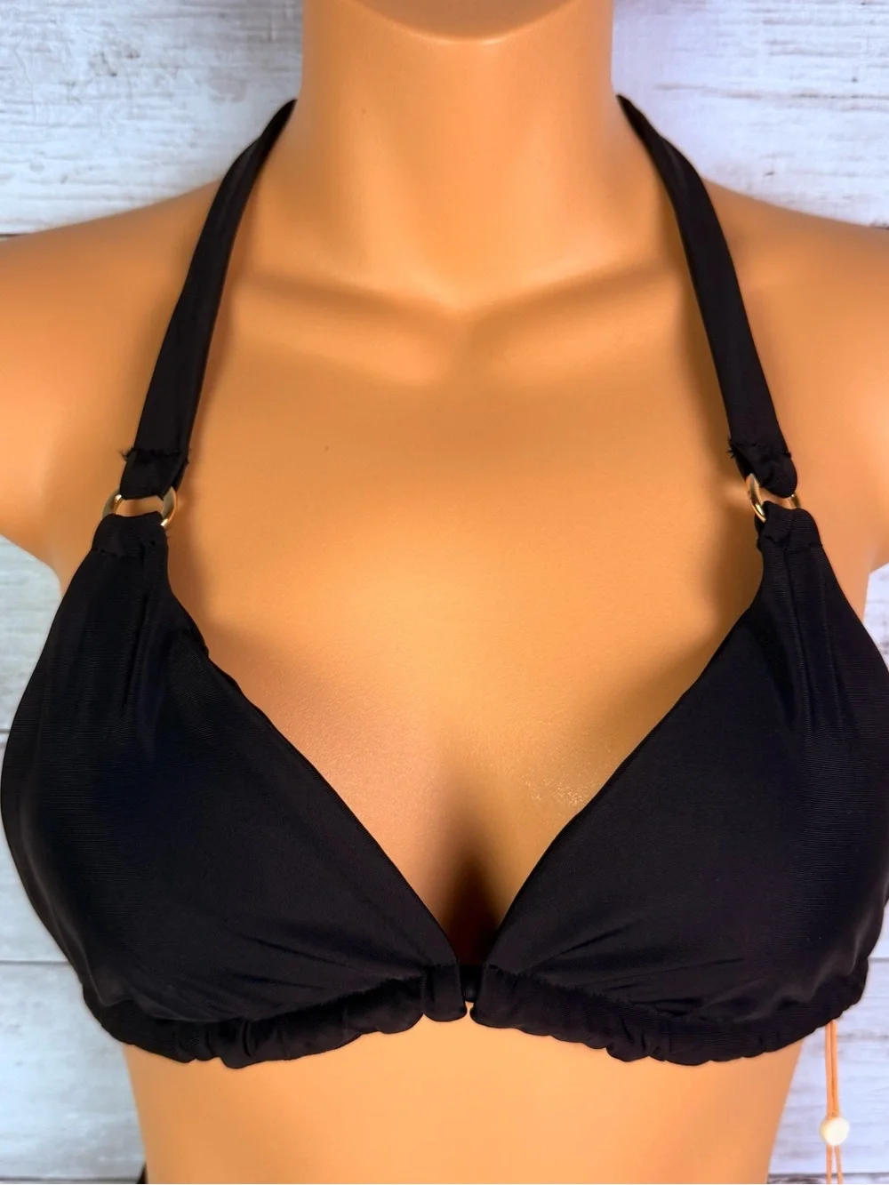 Quince Italian Full Coverage Ring Triangle Bikini Top and Bottom - Black